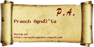 Prasch Agnéta névjegykártya